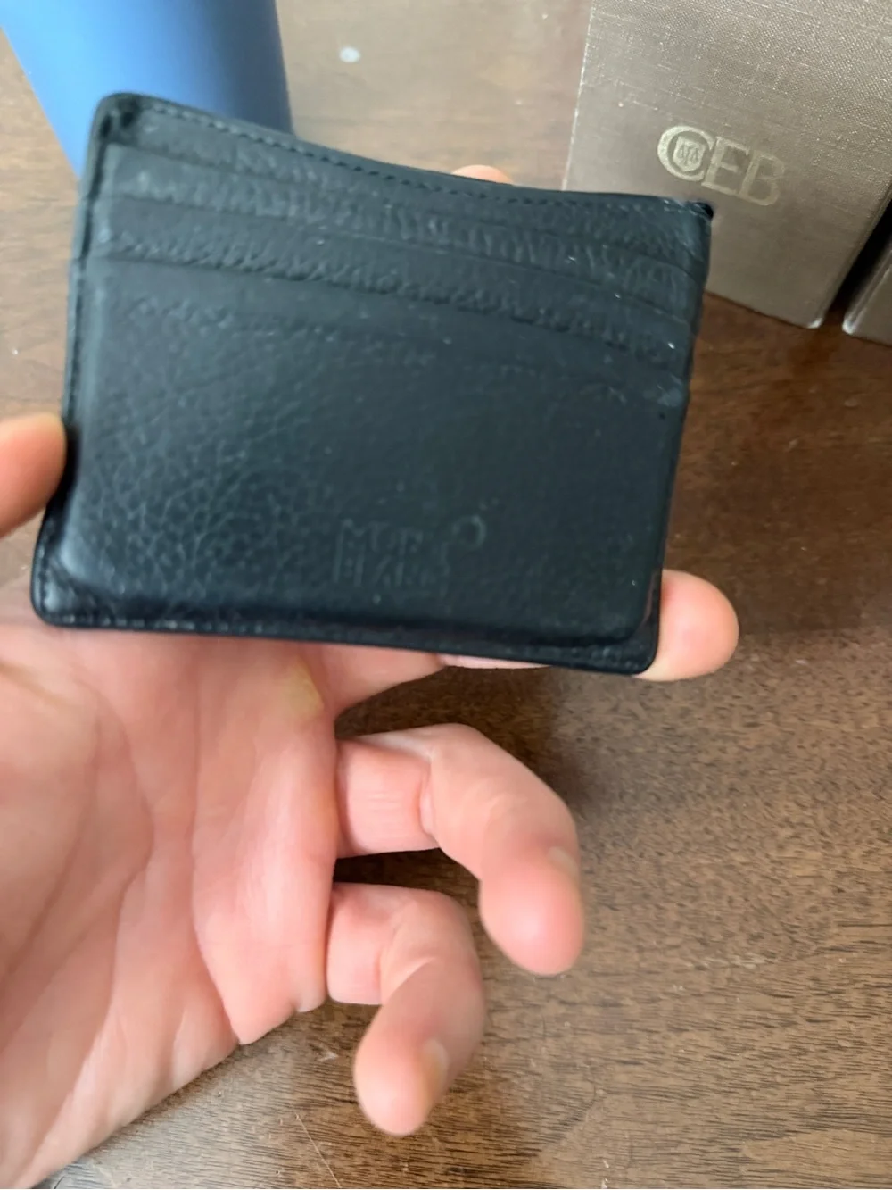 Mont Blanc Black Leather Card Holder with Emblem